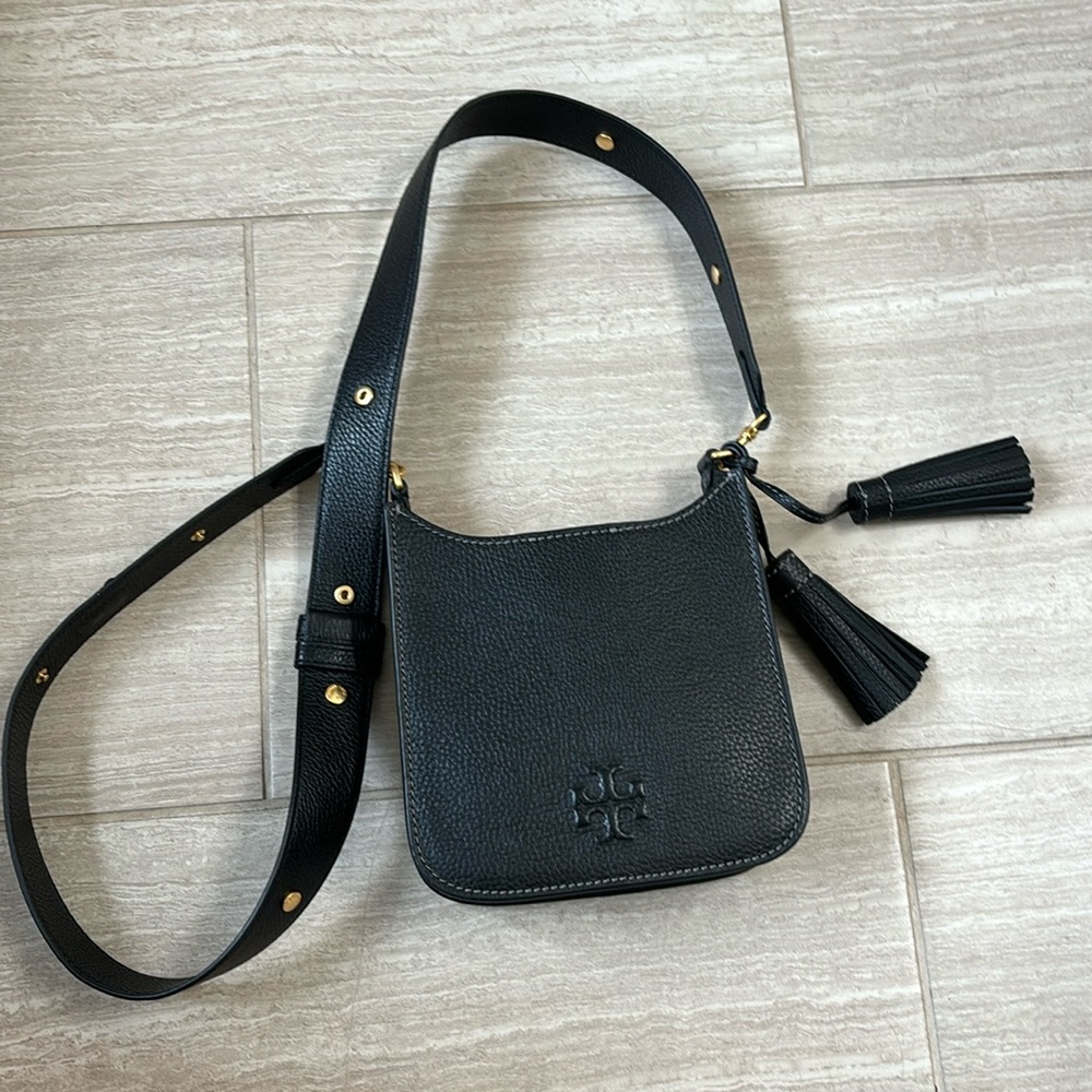 Tory Burch Thea Pebbled Leather mini convertible shoulder bag!
